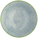Glazed Stoneware Bowl Grey Floral 6in