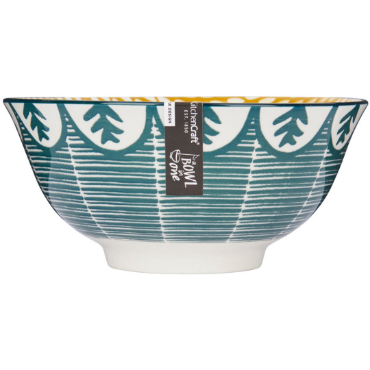 Glazed Stoneware Bowl Leafy Green 6in