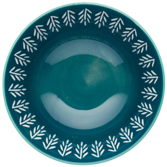 Glazed Stoneware Bowl Mixed Folk 6in