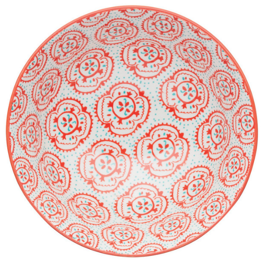Glazed Stoneware Bowl Yellow Floral 6in