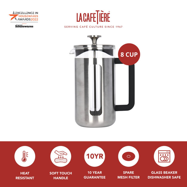 La Cafetiere French Press Brushed Chrome 8 Cup