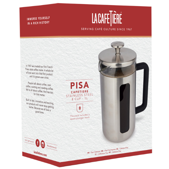 La Cafetiere French Press Brushed Chrome 8 Cup