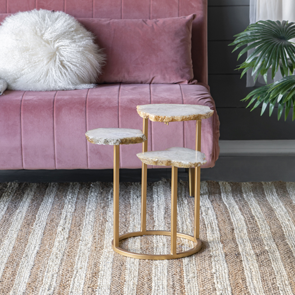 Agate Multi Top Side Table Gold 12x18in