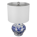 Floral Ceramic Vase Lamp Blue & White 12inx19.5in