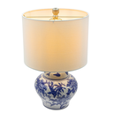 Floral Ceramic Vase Lamp Blue & White 12inx19.5in