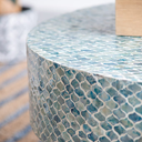 Hyperion Capiz Inlay Drum Coffee Table Turquoise 35x16in