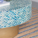 Hyperion Capiz Inlay Drum Coffee Table Turquoise 35x16in