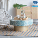 Hyperion Capiz Inlay Drum Coffee Table Turquoise 35x16in