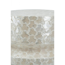 Round Accent Stool with Capiz Finish White 14inx18in