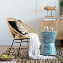 Round Capiz Inlay Accent Stool Blue 14x20in