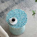 Round Capiz Inlay Accent Stool Blue 14x20in