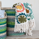 Suzani Embroidered Cotton Throw Multi 60x50in