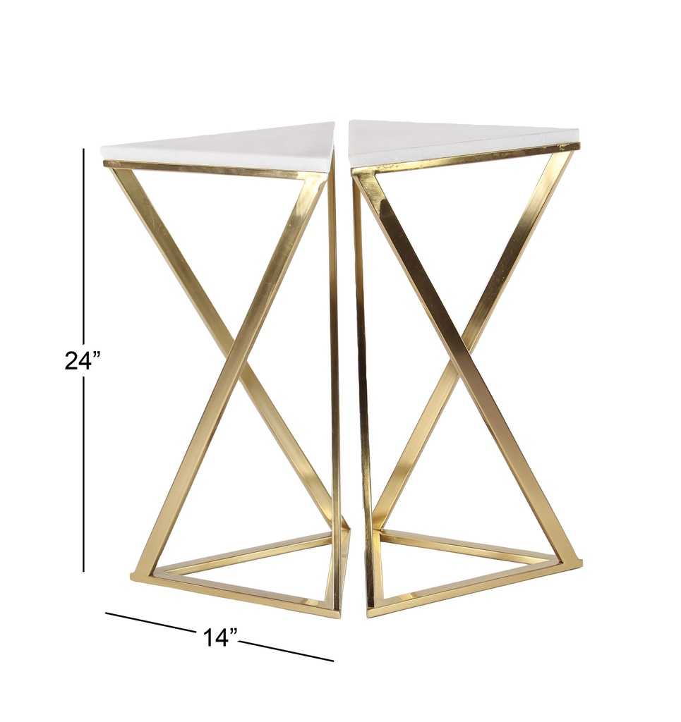 Marble Top Gold Side Table Set