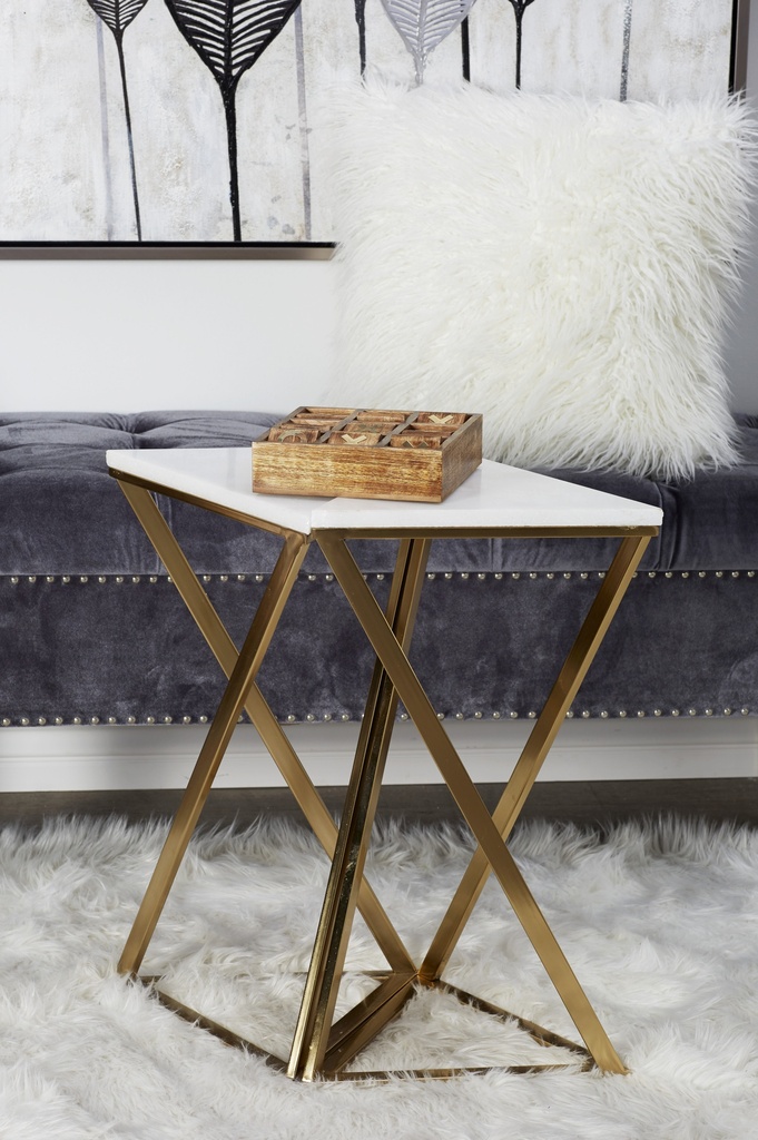 Marble Top Gold Side Table Set