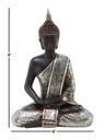 Wood &amp; Silver Sitting Buddha Statue 12in
