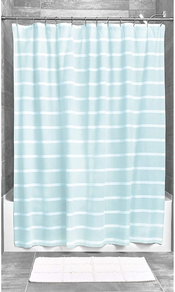Blue and White Thin Stripe Shower Curtain