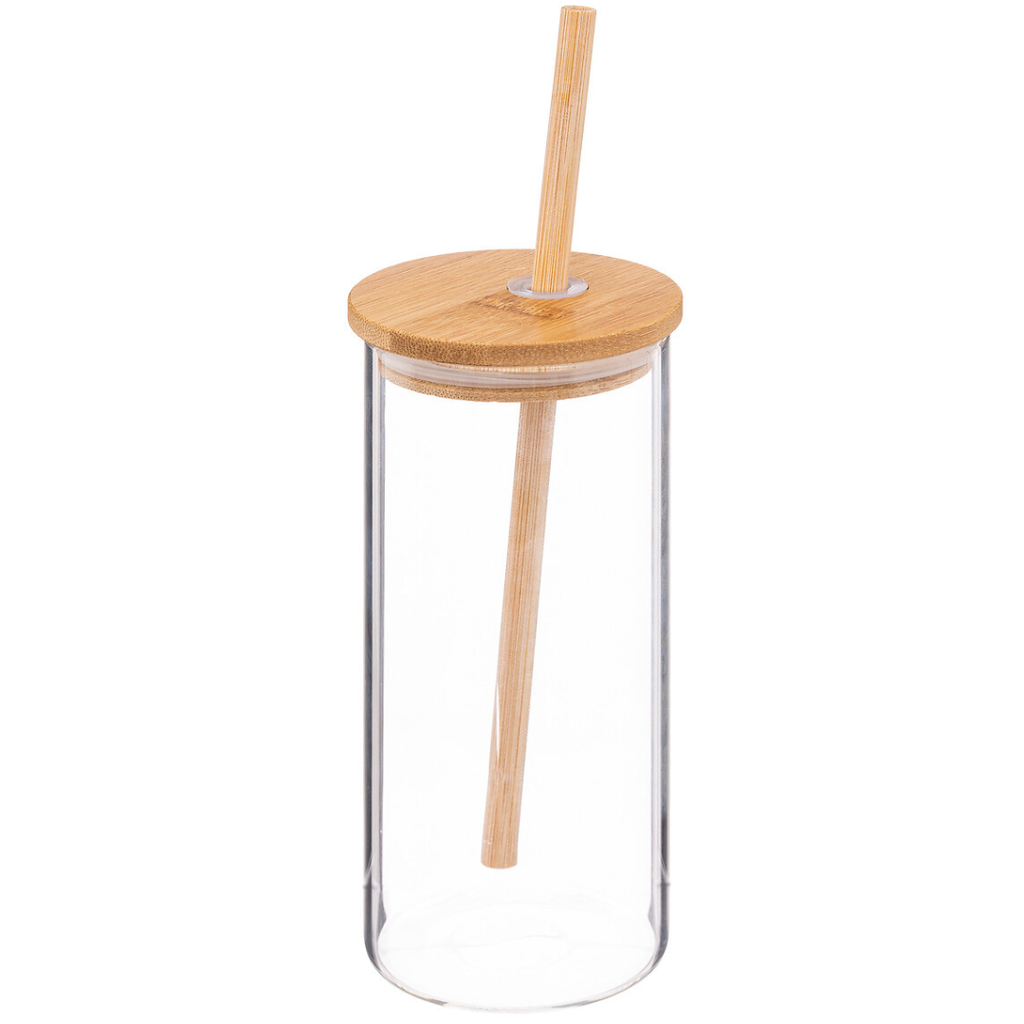 Drinking Glass and Bamboo Straw 40cl