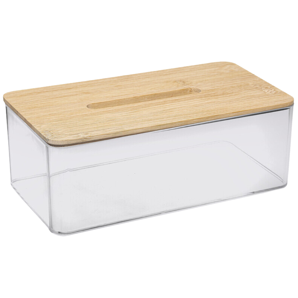 Selena Tissue Box Clear/Bamboo