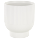 Linear Grooved Ceramic Planter White 6in