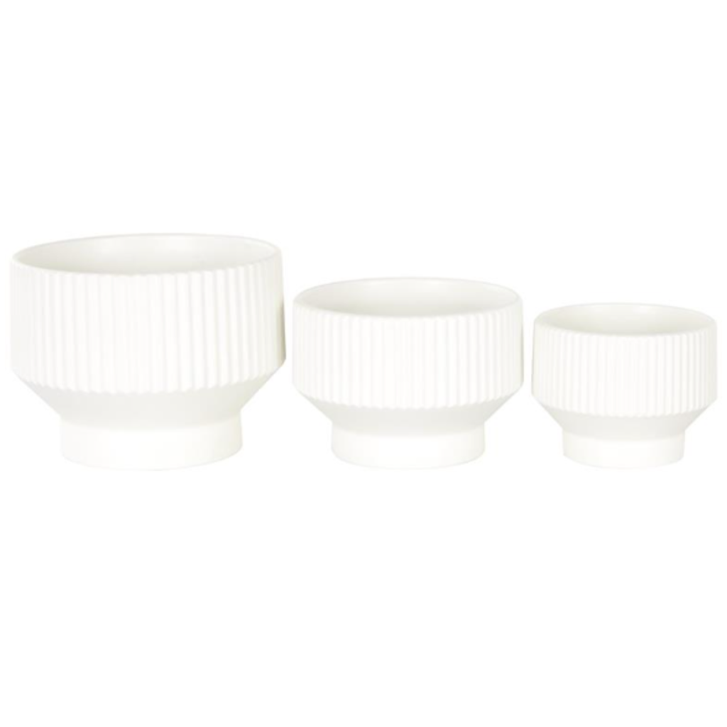 Groovy Geo Planter White 8in