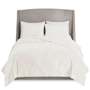 Veronica 3 Piece Tufted Cotton Chenille Floral King Comforter Set Off-White