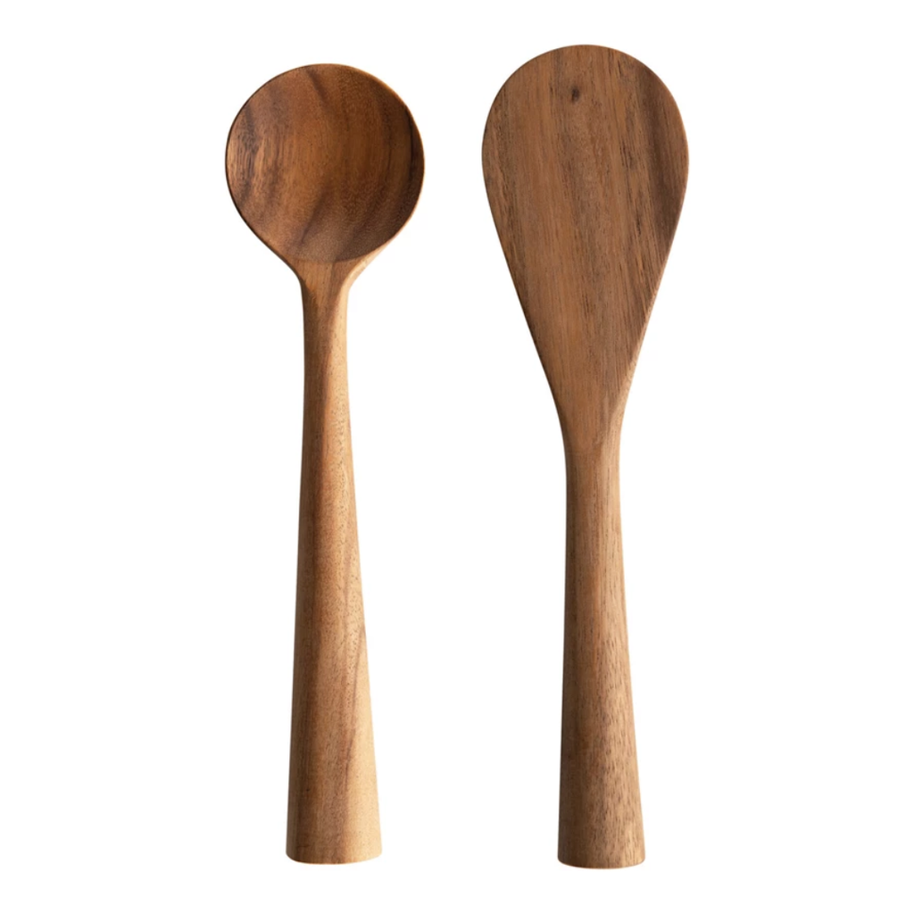 Acacia Wood Standing Spatula and Spoon 12in