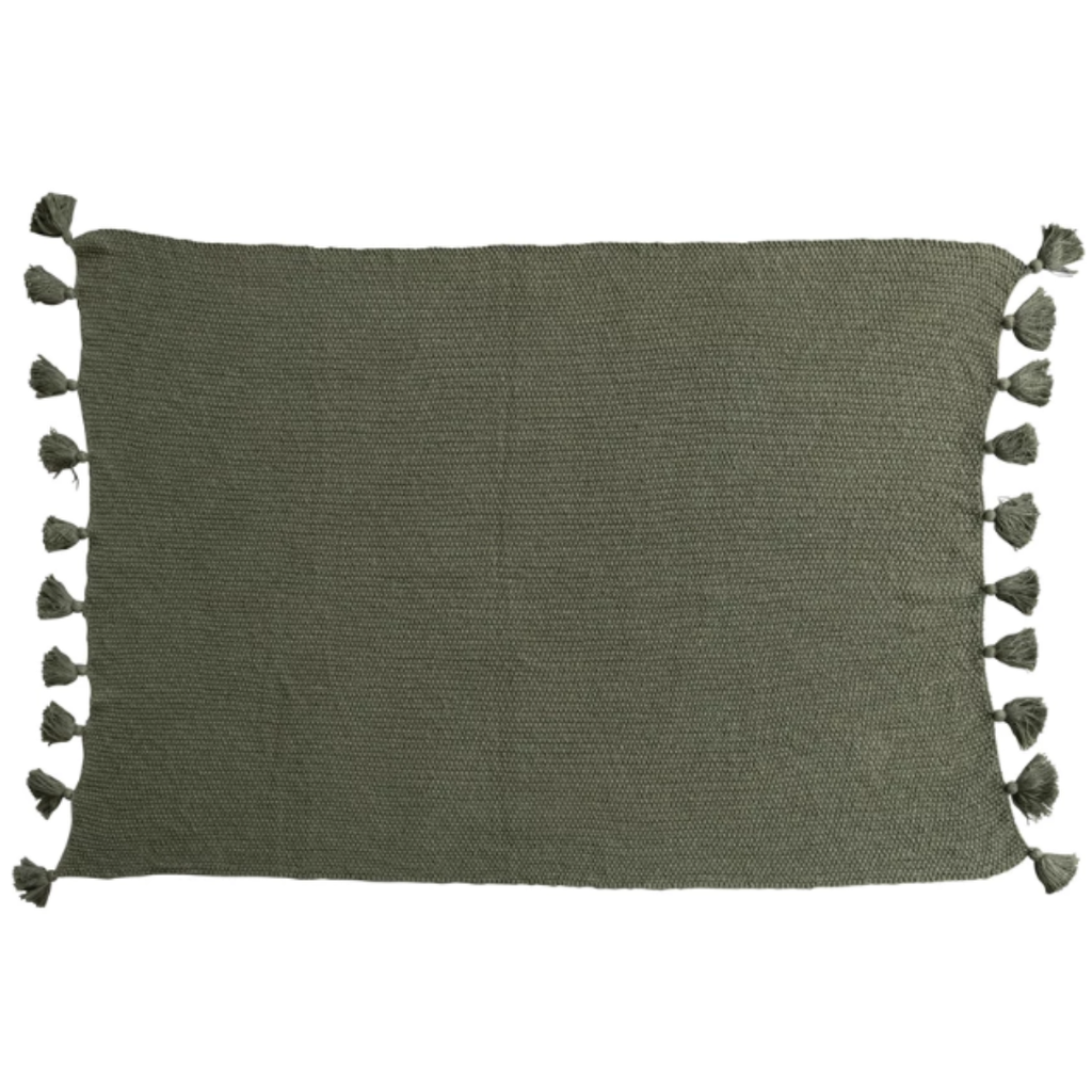Dark Green Knit Throw 60x50in
