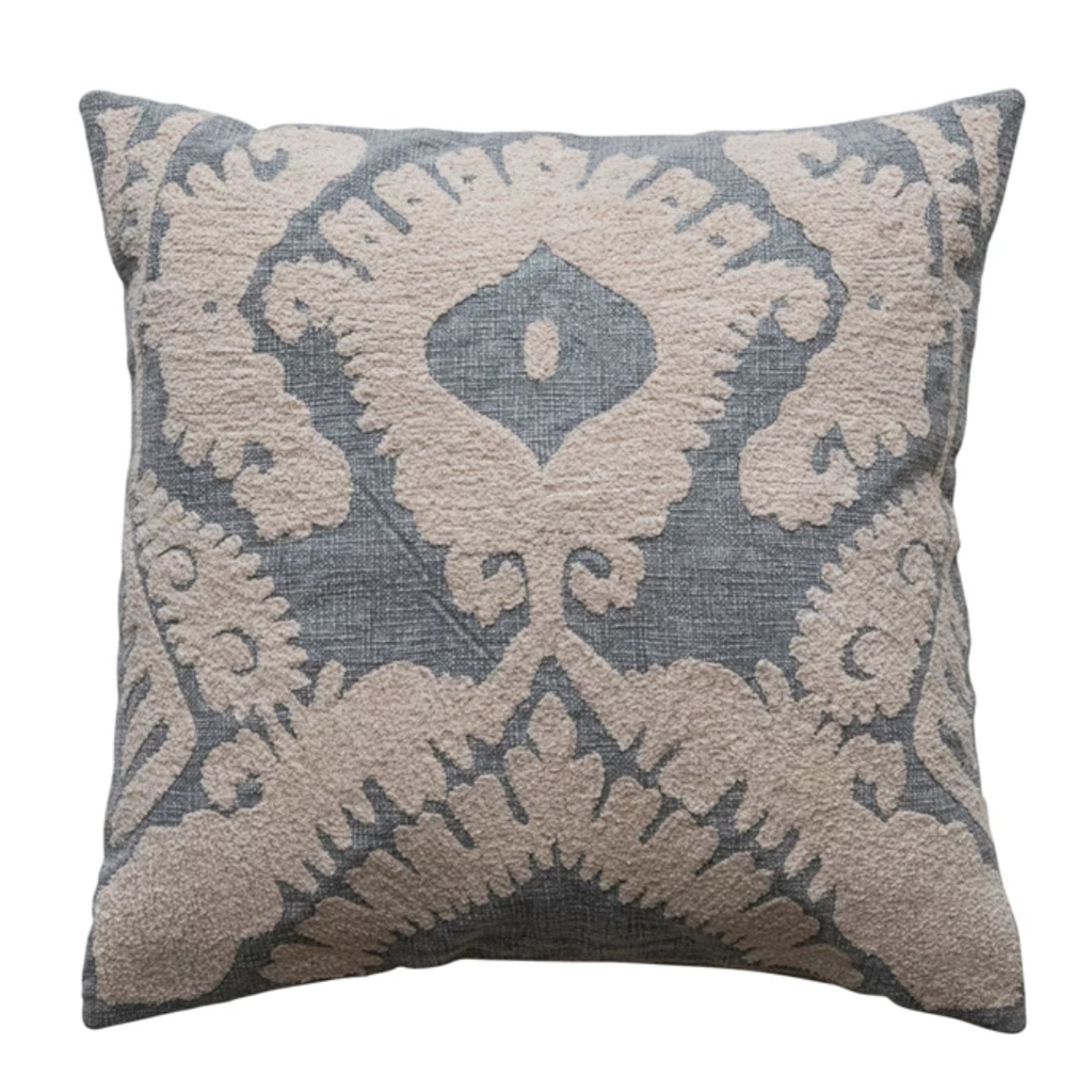 Embroidered Damask Pillow 20in