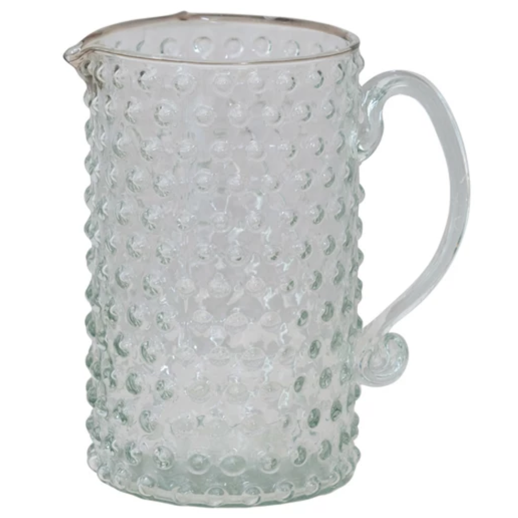 Hobnail Glass Pitcher 7.25in