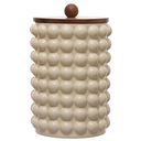 Hobnail Stoneware Canister With Wood Top 10.5in