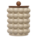 Hobnail Stoneware Canister With Wood Top 8.25in