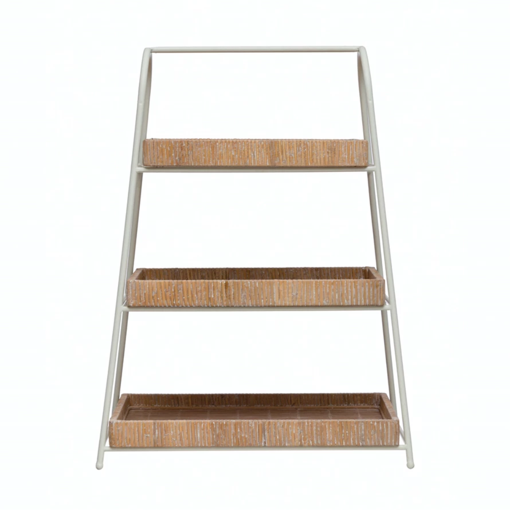 Metal and Wood 3-Tier Tray 26in