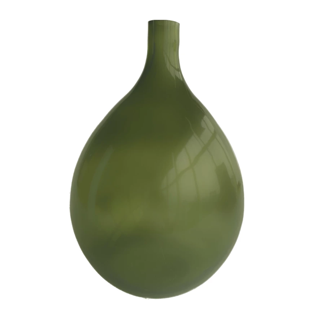 Round Glass Vase Green 12in