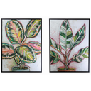 Wood Framed Glass Wall Décor with Botanicals 36x48in