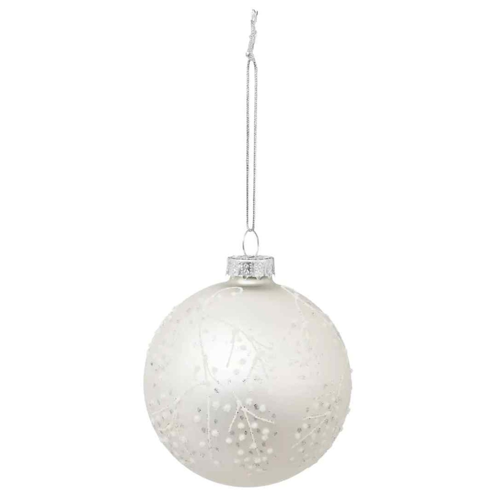 Glittered White Ornament 3in