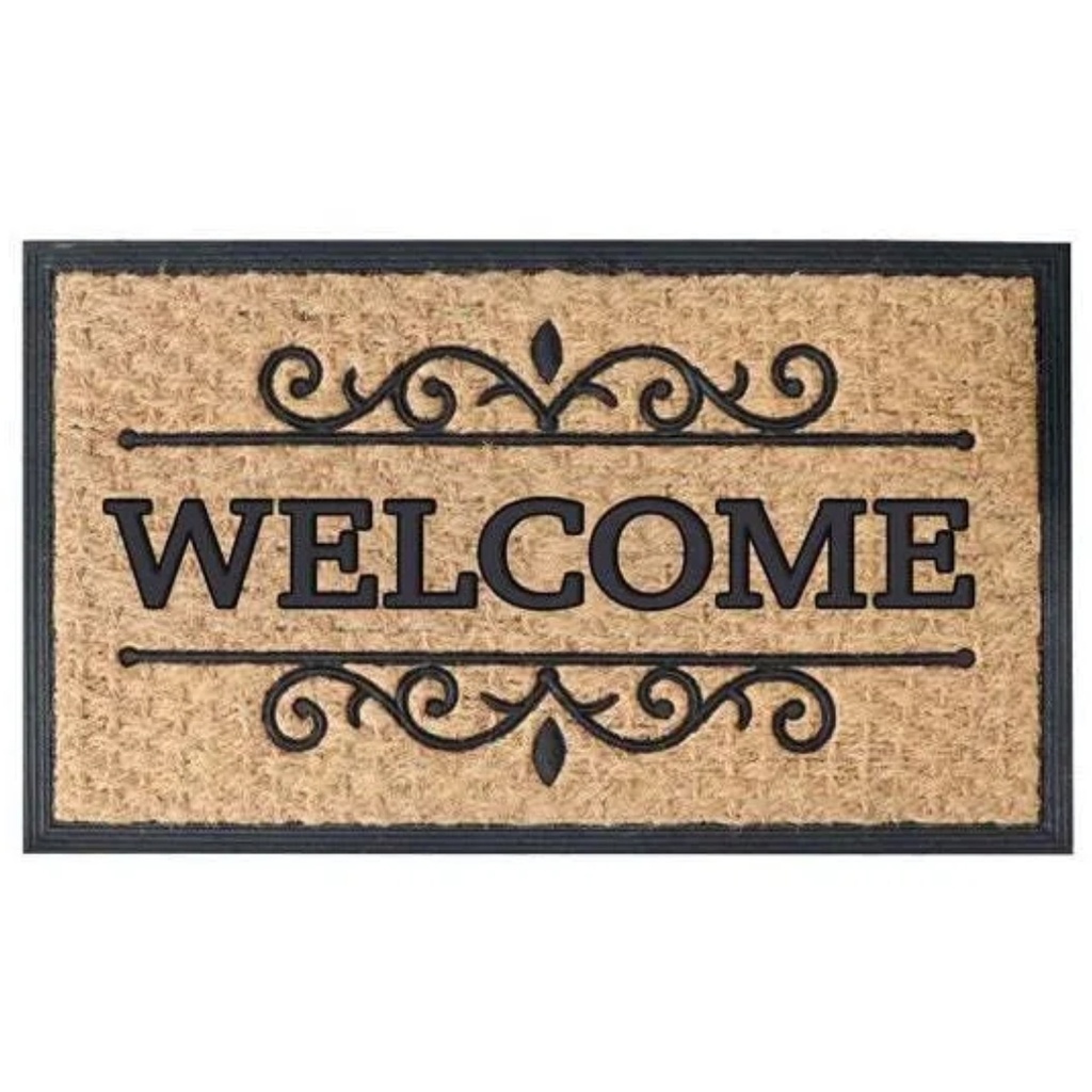 Welcome Scroll Coir Mat Natural
