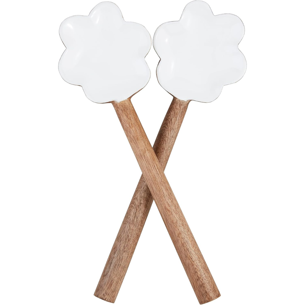 Wood Enameled Scalloped Server Set