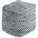 Chevron Pouf Blue