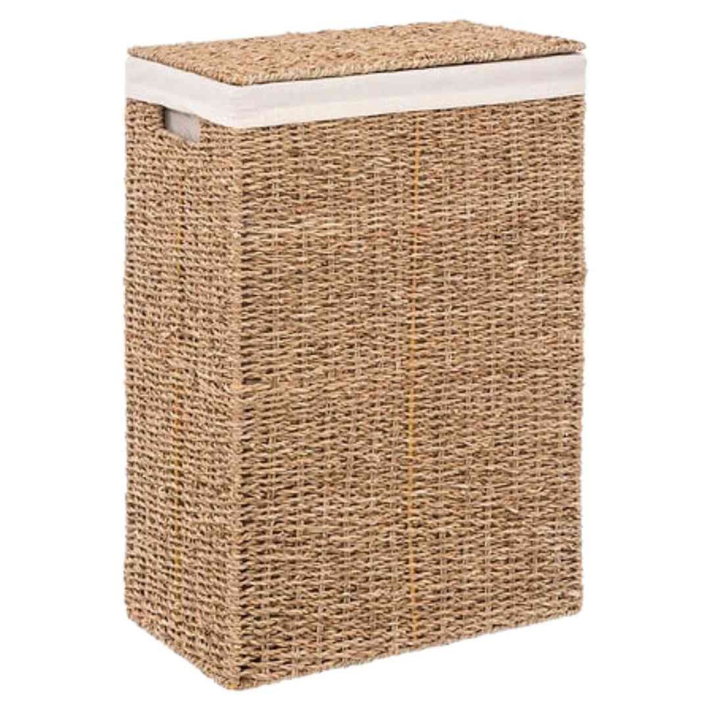 Seagrass Laundry Basket with White Fabric Interior 40L