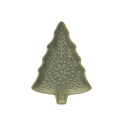 Stoneware Tree Shaped Plate Matte Reactive Glaze Green