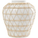 Ceramic Vase With Woven Rattan Exterior 12in