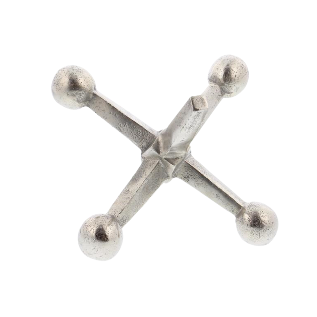 Metal Jack Sculpture Silver 5in