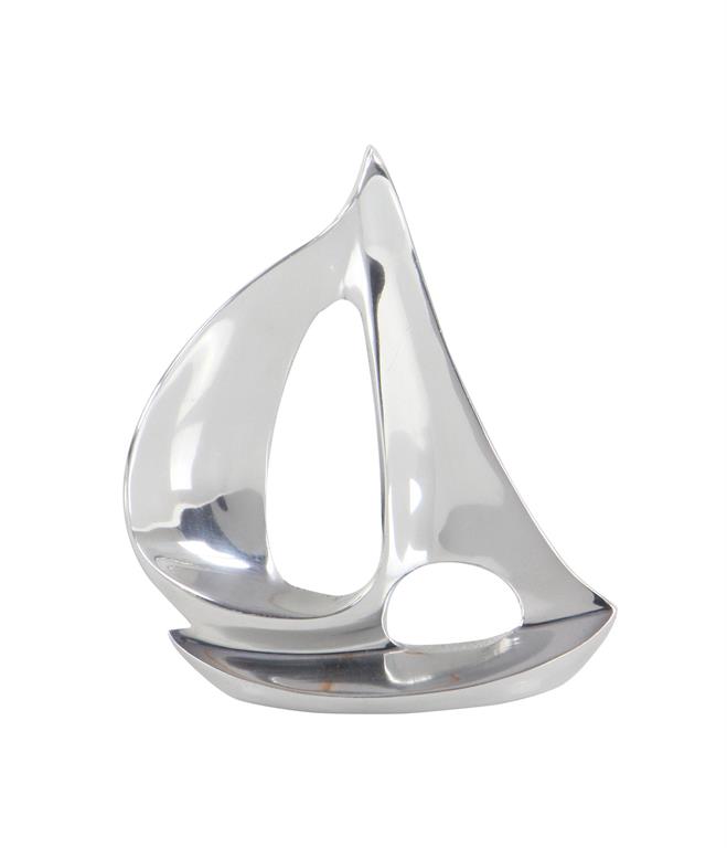 Metal Sailboat Sculpture Silver 8in