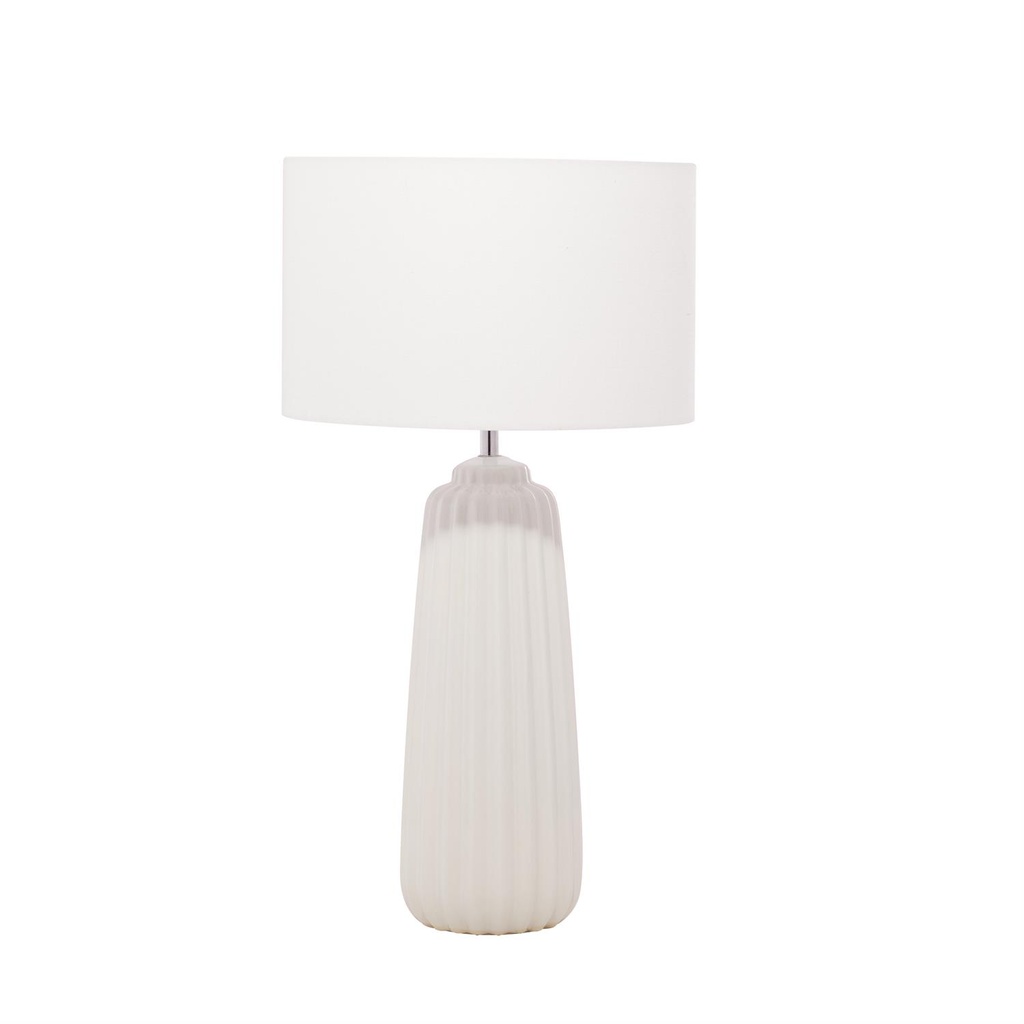 Ribbed Ceramic Table Lamp White 24in