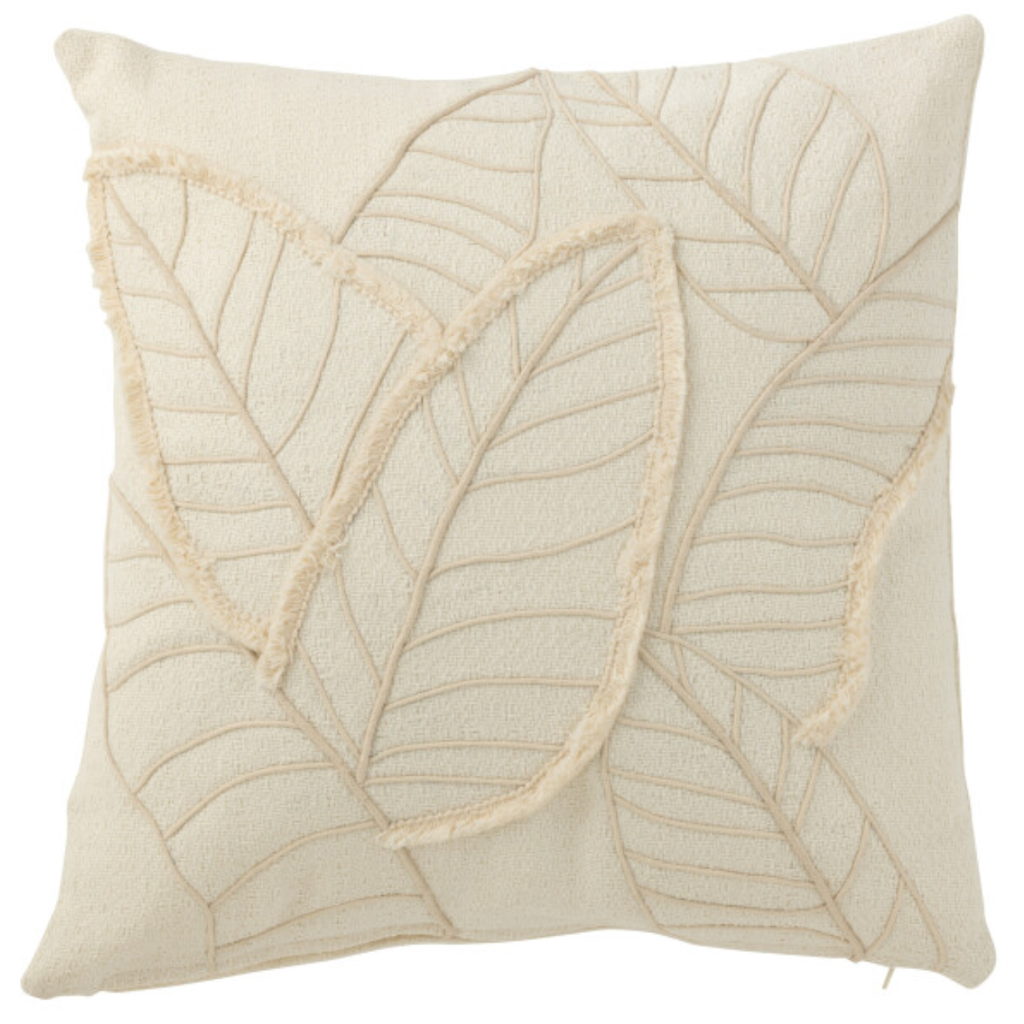 Leaf Applique Pillow Cream 17in 
