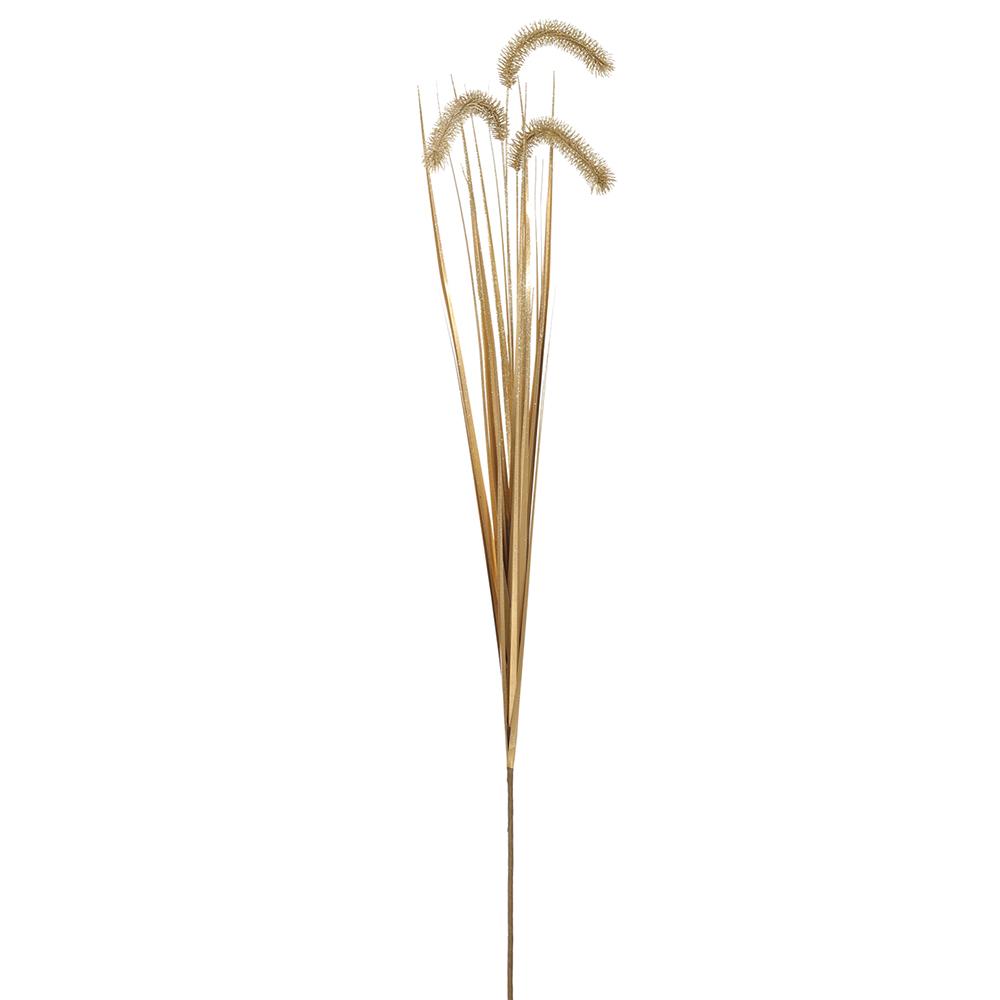 Glittered Cattail Spray Gold 48in