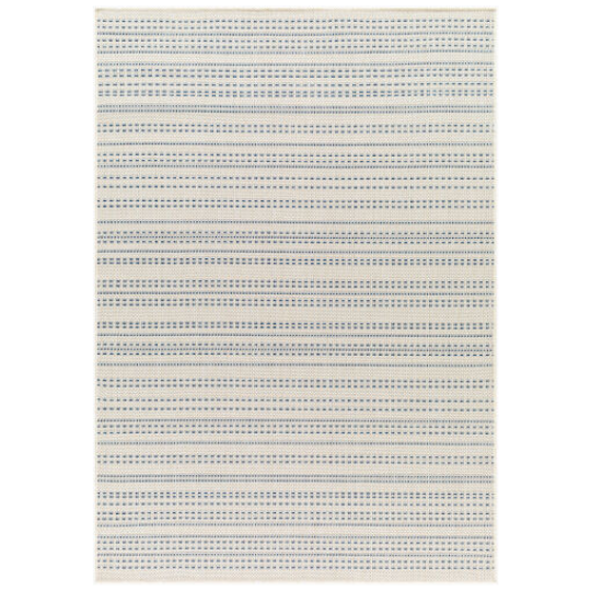 Ravello Stripe Indoor Outdoor Rug Ivory & Blue 8x10ft