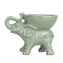 Stoneware Elephant With Bowl Grey