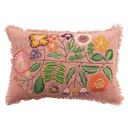 Flowers Embroidered Pillow 24x16in