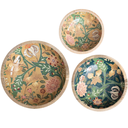 Floral Design Enamel Wood Bowls 